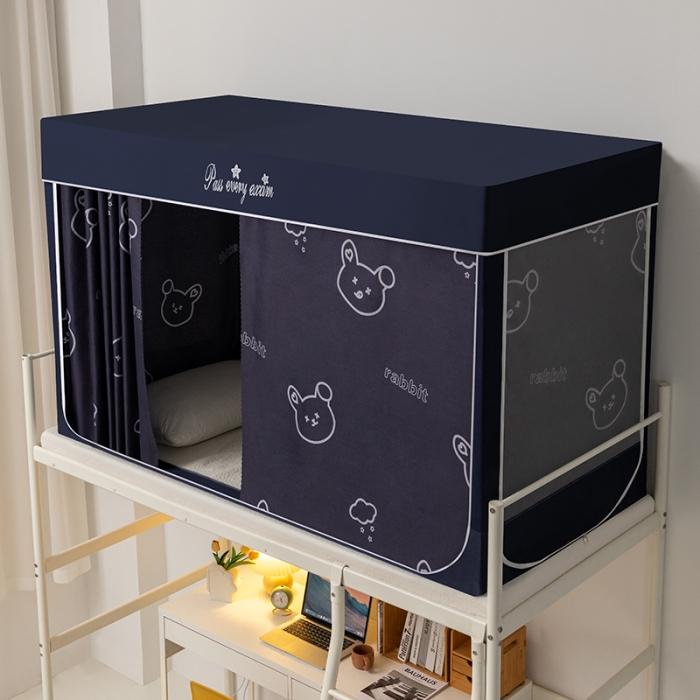 91家纺网 家纺一手货源 找家纺 学生宿舍蚊帐一体上下铺蚊帐遮光防尘床帘0.9米三开门拉链蚊帐 星球-遮光防蚊