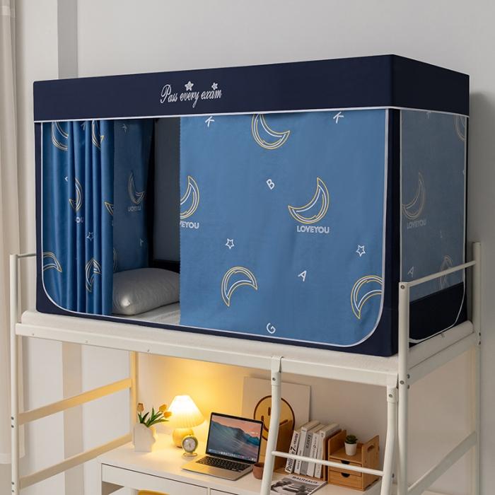 91家纺网 家纺一手货源 找家纺 学生宿舍蚊帐一体上下铺蚊帐遮光防尘床帘0.9米三开门拉链蚊帐 克拉之恋-遮光防蚊