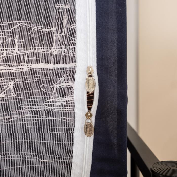 91家纺网 家纺一手货源 找家纺 学生宿舍蚊帐一体上下铺蚊帐遮光防尘床帘0.9米三开门拉链蚊帐 夜色-遮光防蚊