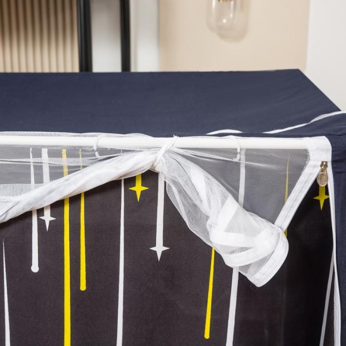 91家纺网 家纺一手货源 找家纺 学生宿舍蚊帐一体上下铺蚊帐遮光防尘床帘0.9米三开门拉链蚊帐 夜色-遮光防蚊