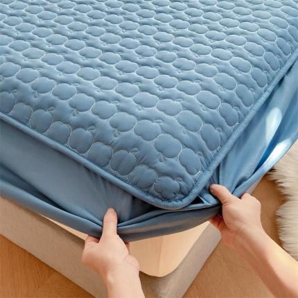 圣比熊 A类抗菌隔尿防水四季款夹棉加厚床笠床垫保护罩床垫套 苹果款-深蓝