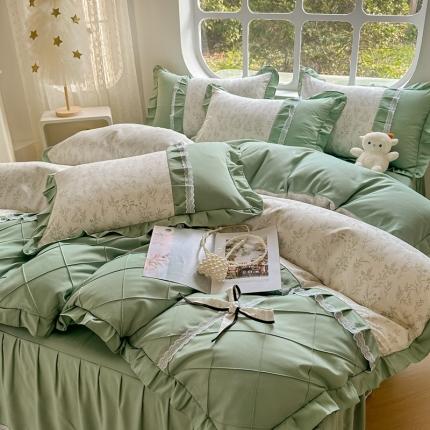 91家纺网 家纺一手货源 找家纺 （总）金米诺 2024新款蝴蝶结韩版蕾丝花边床裙四件套