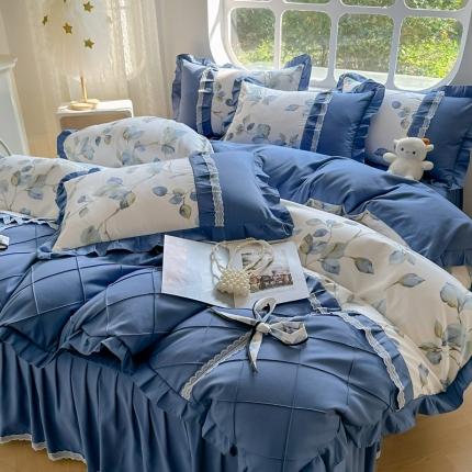 91家纺网 家纺一手货源 找家纺 （总）金米诺 2024新款蝴蝶结韩版蕾丝花边床裙四件套