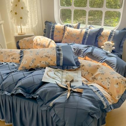 91家纺网 家纺一手货源 找家纺 （总）金米诺 2024新款蝴蝶结韩版蕾丝花边床裙四件套