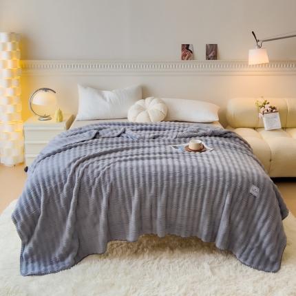 91家纺网 家纺一手货源 找家纺 梵克保罗 2024新款卡兔绒多功能毛毯高级灰