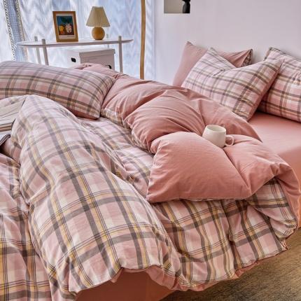 91家纺网 家纺一手货源 找家纺 维娜斯 2023新款亲肤棉水洗棉印花单被套诺西-粉