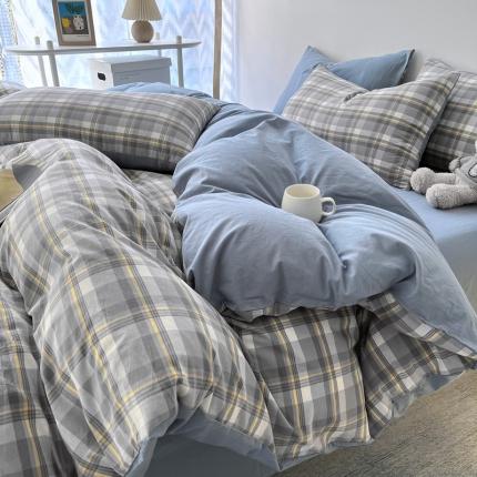 91家纺网 家纺一手货源 找家纺 维娜斯 2023新款亲肤棉水洗棉印花单被套诺西-灰