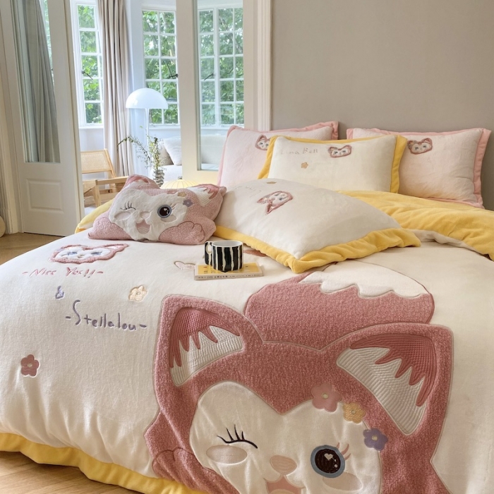 91家纺网 家纺一手货源 找家纺 （总）紫碧螺 2023新款牛奶绒系列四件套-林娜贝尔