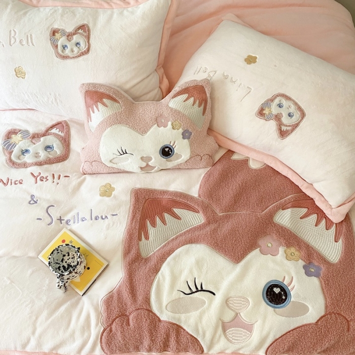 91家纺网 家纺一手货源 找家纺 紫碧螺 2023新款牛奶绒系列四件套-林娜贝尔 林娜贝尔-粉色