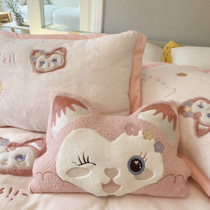 91家纺网 家纺一手货源 找家纺 紫碧螺 2023新款牛奶绒系列四件套-林娜贝尔 林娜贝尔-粉色