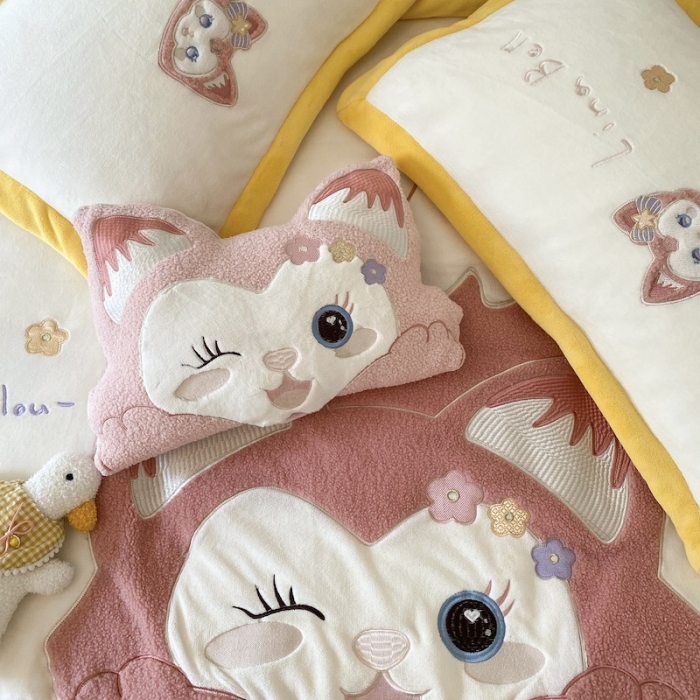 91家纺网 家纺一手货源 找家纺 紫碧螺 2023新款牛奶绒系列四件套-林娜贝尔 林娜贝尔-黄色