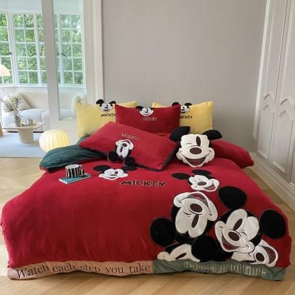 91家纺网 家纺一手货源 找家纺 （总）紫碧螺 2023新款牛奶绒系列四件套-米奇