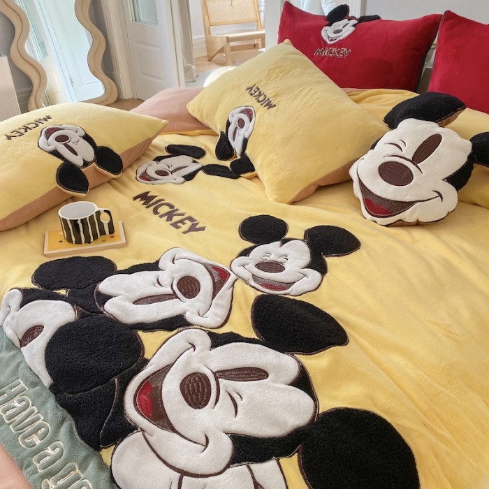 91家纺网 家纺一手货源 找家纺 （总）紫碧螺 2023新款牛奶绒系列四件套-米奇