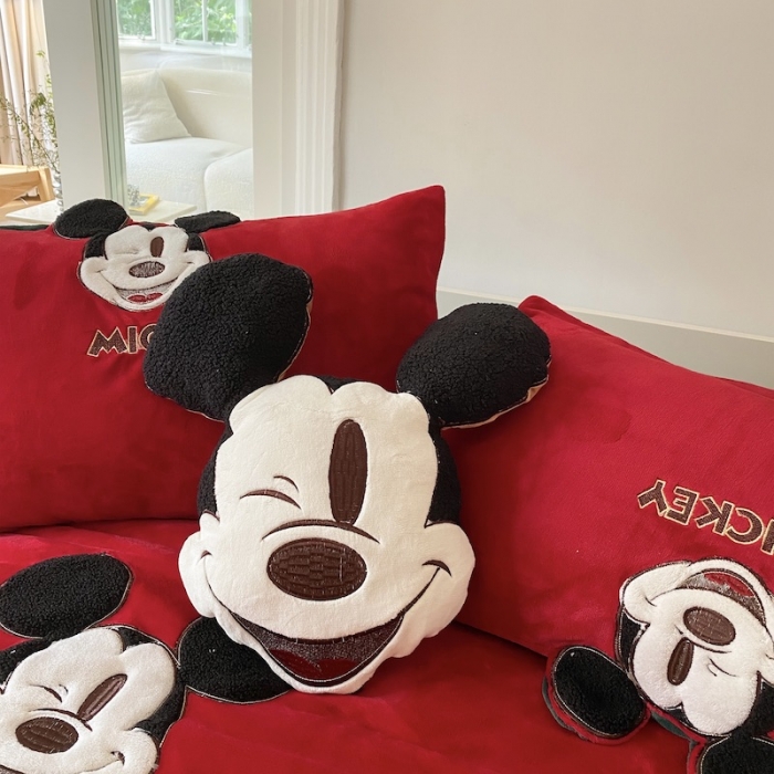 91家纺网 家纺一手货源 找家纺 紫碧螺 2023新款牛奶绒系列四件套-米奇 米奇-红色