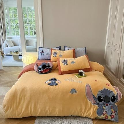 91家纺网 家纺一手货源 找家纺 （总）紫碧螺 2023新款牛奶绒系列四件套-史迪奇