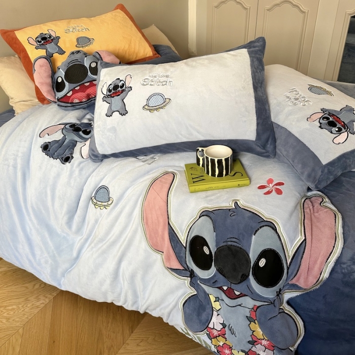 91家纺网 家纺一手货源 找家纺 （总）紫碧螺 2023新款牛奶绒系列四件套-史迪奇