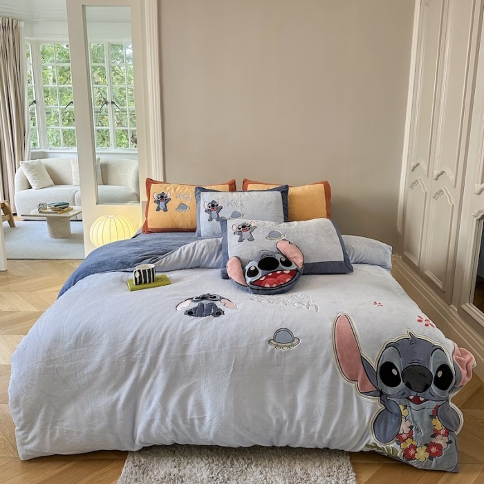 91家纺网 家纺一手货源 找家纺 （总）紫碧螺 2023新款牛奶绒系列四件套-史迪奇