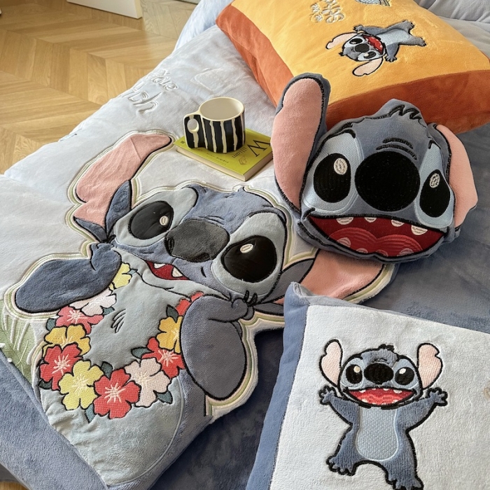 91家纺网 家纺一手货源 找家纺 紫碧螺 2023新款牛奶绒系列四件套-史迪奇 史迪奇-蓝色