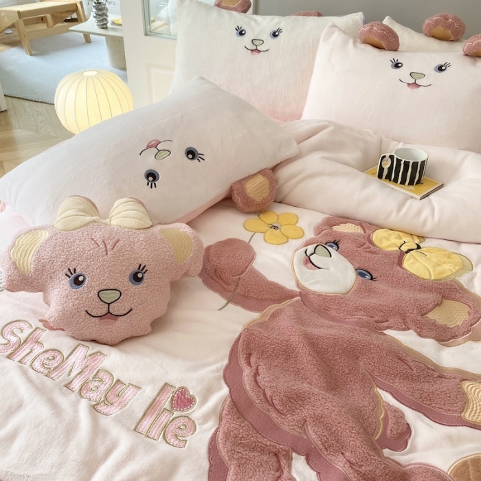 91家纺网 家纺一手货源 找家纺 紫碧螺 2023新款牛奶绒系列四件套-雪莉玫 雪莉玫-粉色