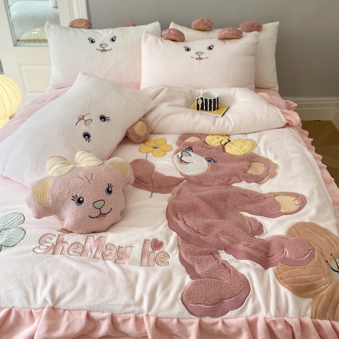 91家纺网 家纺一手货源 找家纺 紫碧螺 2023新款牛奶绒系列四件套-雪莉玫 雪莉玫-粉色