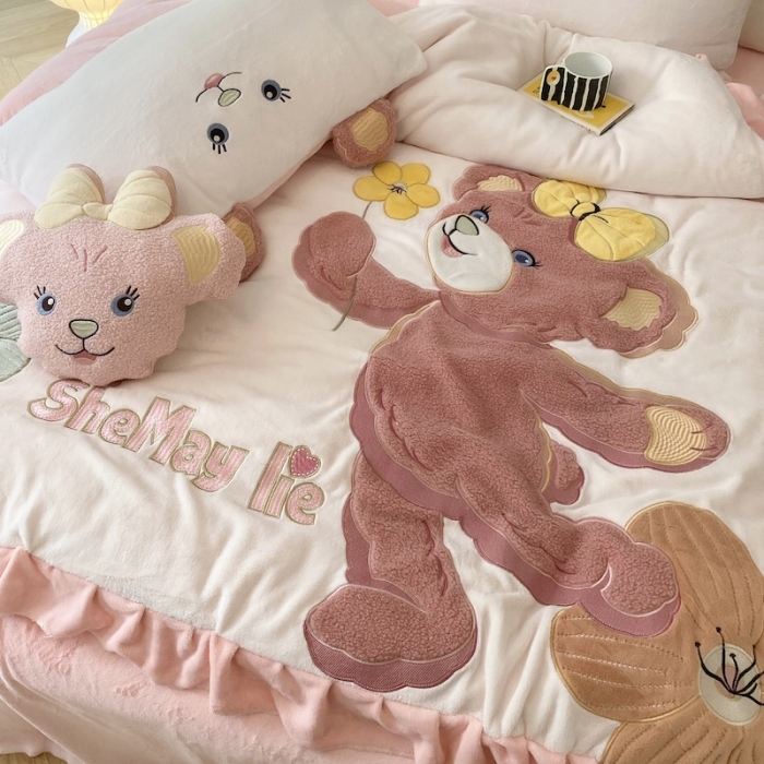 91家纺网 家纺一手货源 找家纺 紫碧螺 2023新款牛奶绒系列四件套-雪莉玫 雪莉玫-粉色