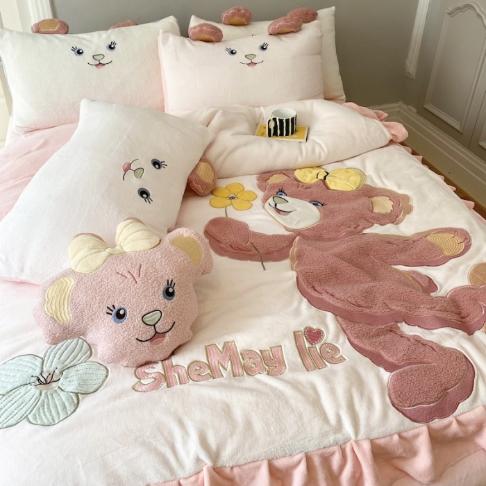 91家纺网 家纺一手货源 找家纺 紫碧螺 2023新款牛奶绒系列四件套-雪莉玫 雪莉玫-粉色