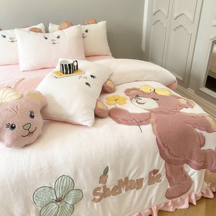 91家纺网 家纺一手货源 找家纺 紫碧螺 2023新款牛奶绒系列四件套-雪莉玫 雪莉玫-粉色