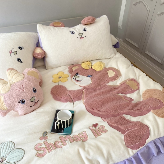 91家纺网 家纺一手货源 找家纺 紫碧螺 2023新款牛奶绒系列四件套-雪莉玫 雪莉玫-紫色