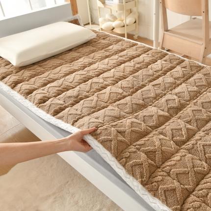 A类塔芙绒床褥保暖牛奶绒提花床垫褥子床护垫床褥垫床盖软垫毛毯 咖色