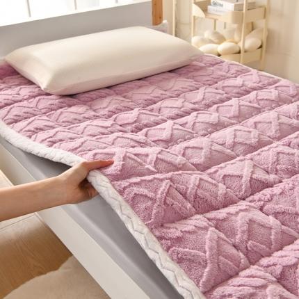 A类塔芙绒床褥保暖牛奶绒提花床垫褥子床护垫床褥垫床盖软垫毛毯 香芋紫