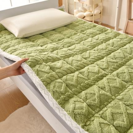 A类塔芙绒床褥保暖牛奶绒提花床垫褥子床护垫床褥垫床盖软垫毛毯 抹茶绿