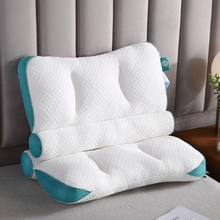 浩宇 2023新款护颈枕芯定型舒适按摩枕头针织棉面料吊带枕 小方格蓝