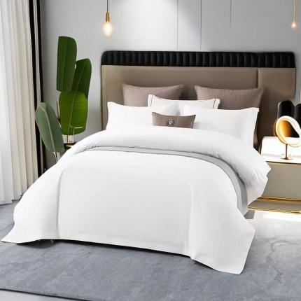 91家纺网 家纺一手货源 找家纺 （总）安力森/诚臻酒店用品 2023新款高纺棉飞边款酒店民宿客房宾馆专用四件套