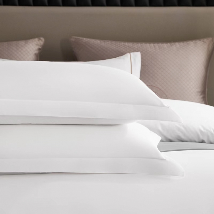 91家纺网 家纺一手货源 找家纺 （总）安力森/诚臻酒店用品 2023新款高纺棉飞边款酒店民宿客房宾馆专用四件套