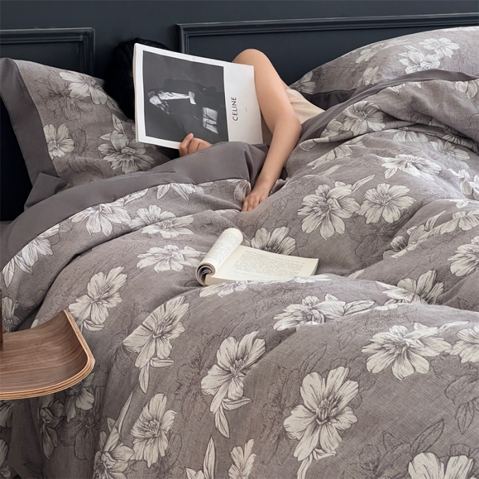 91家纺网 家纺一手货源 找家纺 （总）梦享生活家居 2024新款色织全棉提花亲肤舒适四件套