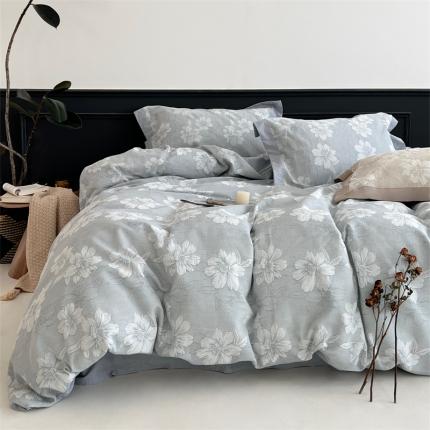 梦享生活家居 2024新款色织全棉提花亲肤舒适四件套 花开声音-兰