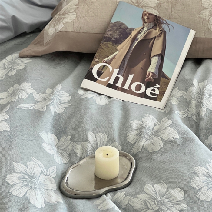 91家纺网 家纺一手货源 找家纺 梦享生活家居 2024新款色织全棉提花亲肤舒适四件套 花开声音-兰