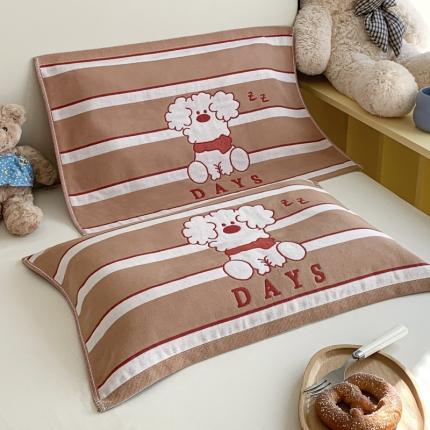 91家纺网 家纺一手货源 找家纺 爱港家纺 A类全棉儿童枕巾乳胶枕芯枕巾60*40cm 小奶狗