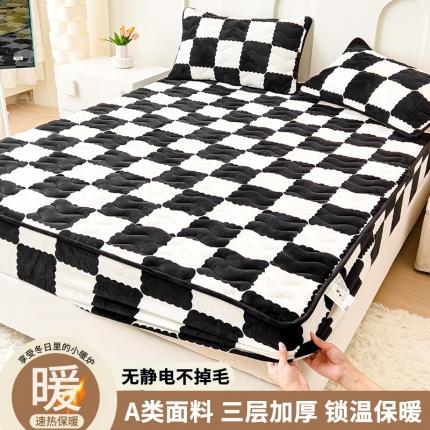 91家纺网 家纺一手货源 找家纺 （总）恒尚居 2023新款棋盘格夹棉床笠