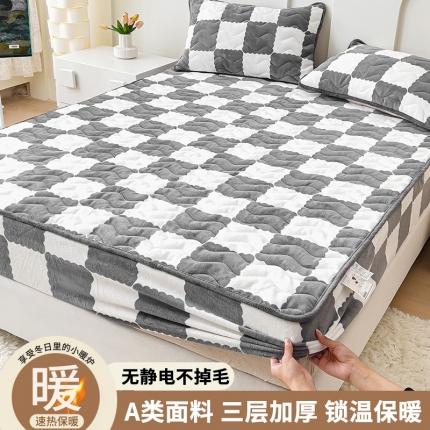 91家纺网 家纺一手货源 找家纺 （总）恒尚居 2023新款棋盘格夹棉床笠