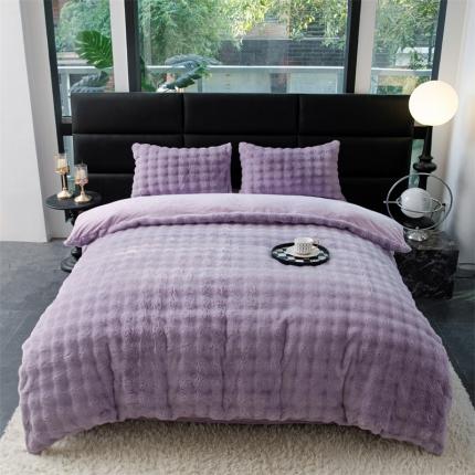 91家纺网 家纺一手货源 找家纺 （总）神州川 2024新款A类獭兔绒立体剪花四件套兔兔绒剪花牛奶绒纯色绒四件套