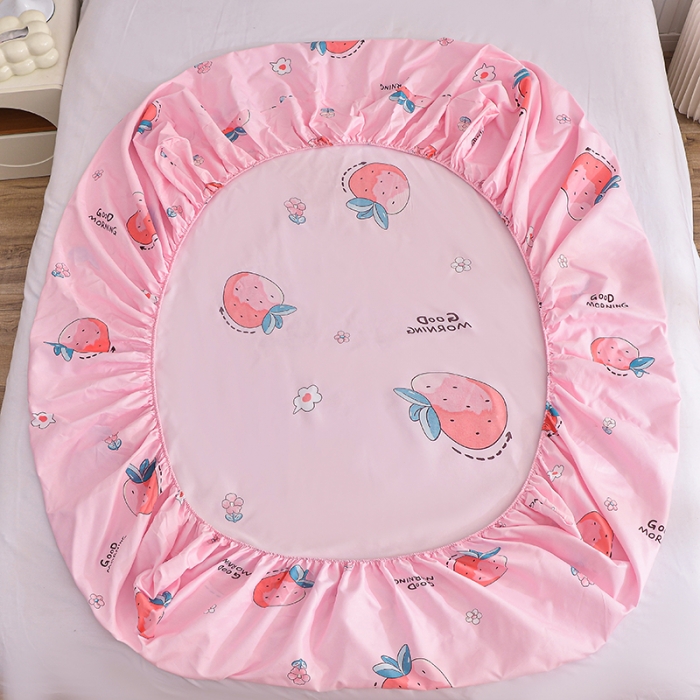 91家纺网 家纺一手货源 找家纺 小雨家纺 2026新款芦荟棉床笠 草莓心