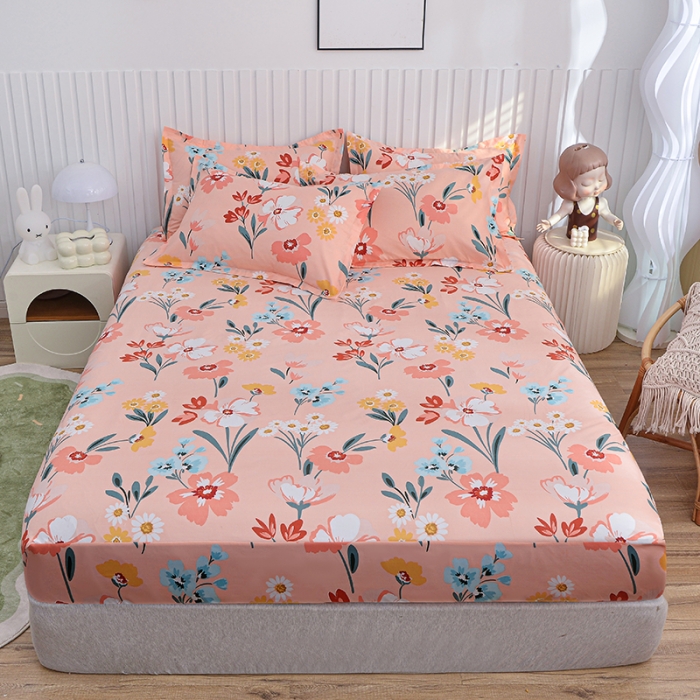 91家纺网 家纺一手货源 找家纺 小雨家纺 2026新款芦荟棉床笠 朝花夕拾粉