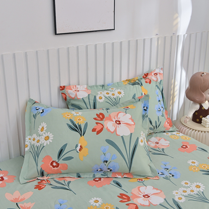 91家纺网 家纺一手货源 找家纺 小雨家纺 2026新款芦荟棉床笠 朝花夕拾绿