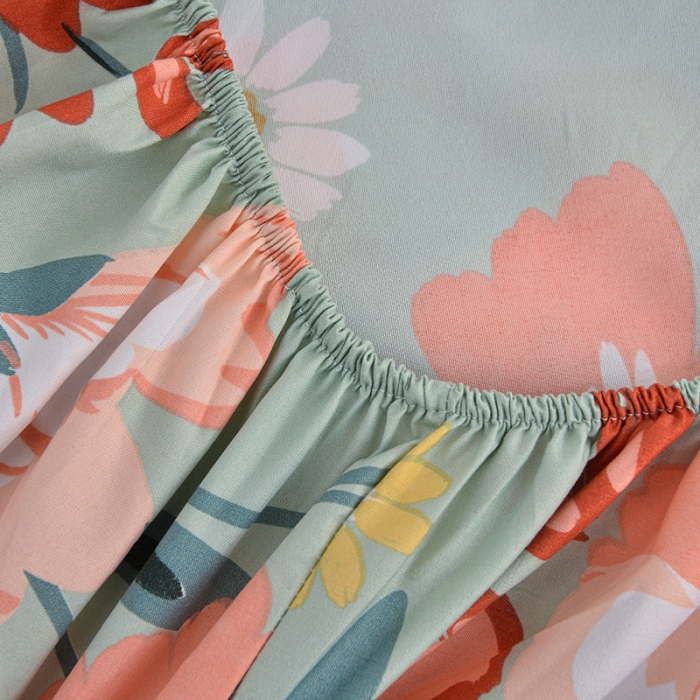 91家纺网 家纺一手货源 找家纺 小雨家纺 2026新款芦荟棉床笠 朝花夕拾绿