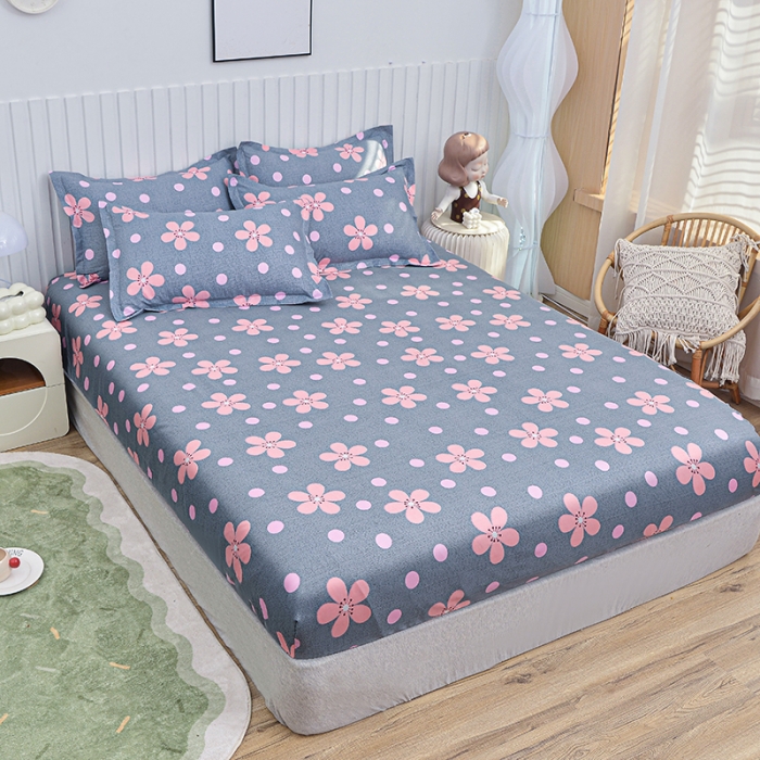 91家纺网 家纺一手货源 找家纺 小雨家纺 2026新款芦荟棉床笠 春天花园