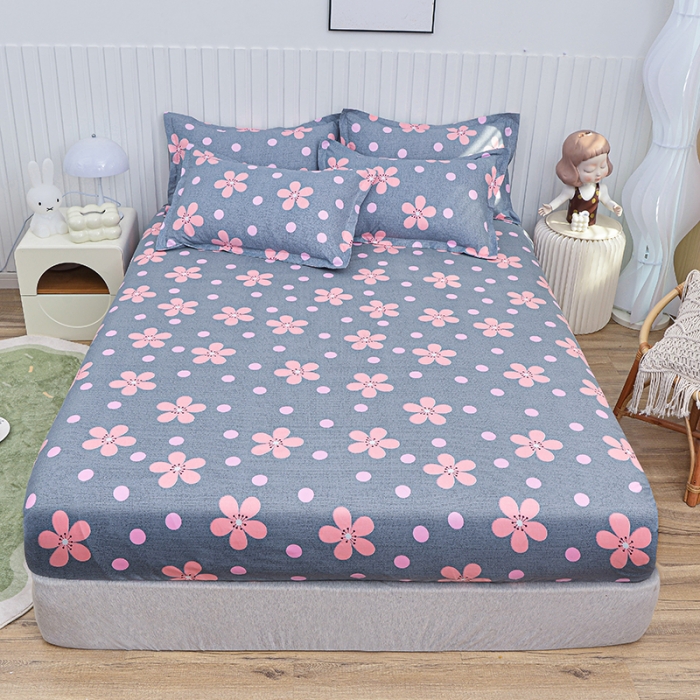 91家纺网 家纺一手货源 找家纺 小雨家纺 2026新款芦荟棉床笠 春天花园