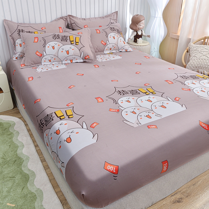 91家纺网 家纺一手货源 找家纺 小雨家纺 2026新款芦荟棉床笠 恭喜发财