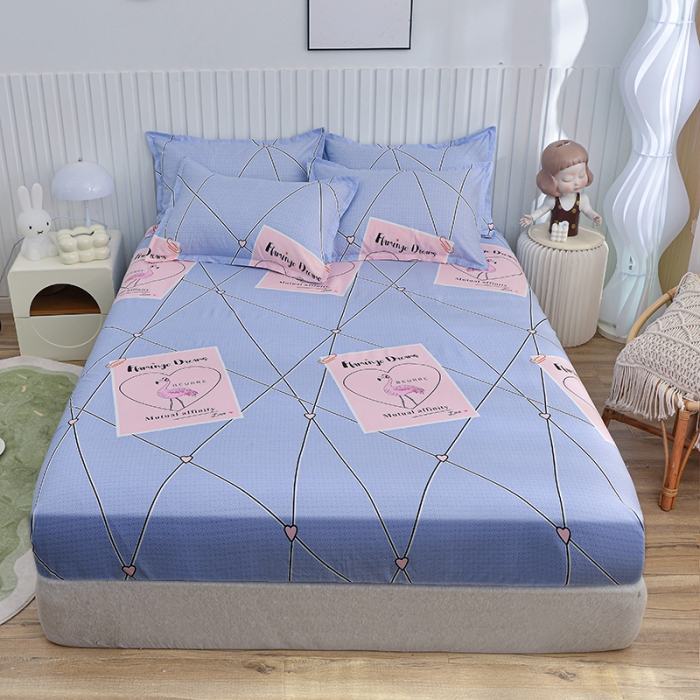 91家纺网 家纺一手货源 找家纺 小雨家纺 2026新款芦荟棉床笠 鸿运当头