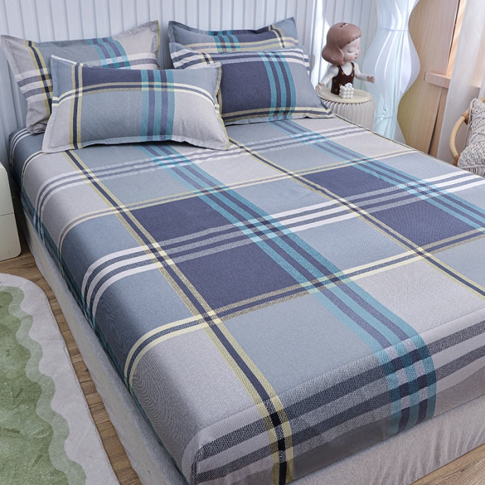 91家纺网 家纺一手货源 找家纺 小雨家纺 2026新款芦荟棉床笠 灰格格